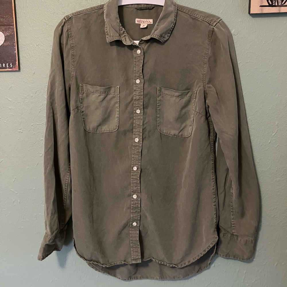 Army Green Button-Up - Picture 5 of 7